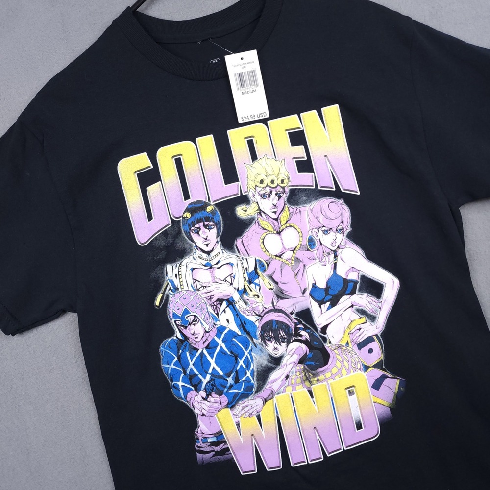 JoJo's Bizarre Adventure Golden Wind Shirt M Black Graphic Anime Ripple Junction
